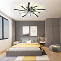 Garwarm Dimmable Ceiling Fan with Light and Remote Control, 27" Small Flush Mounted Ceiling Fan with LED Lights, APP and Remote Controlled, Modern, White