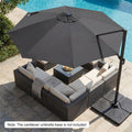 10FT Cantilever Patio Umbrella w/ 36 Solar LED Lights, 360° Rotation Offset Hanging Umbrella, Easy Tilt, 8 Sturdy Ribs, Sun Shade for Yard Pool