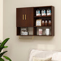 Bathroom Wall Cabinet Solid Wood Large Wall Mounted Medicine Cabinet with 2 Doors and 4 Open Shelves Over Toilet Storage Cabinet with Towel Bar (White)
