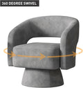 Bonzy Home 360° Swivel Barrel Chair, Velvet Accent Armchair for Living Room, Bedroom & Office, Gray