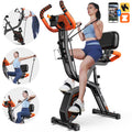 Pooboo 4in1 Folding Exercise Bike Indoor Cycling Bike Stationary Magnetic X Bike Gym Workout 300 lb Easy to Get on/Off