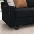 HONBAY Rivet Corner Sofa L - Shaped Sofa Couch Reversible 4 - Seater Couch for Living Room and Apartment, Dark Blue