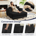 ZAFLY 44" Modern Corduroy Accent Armchair with Storage Ottoman for Living Room, Black