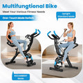 Pooboo 4in1 Folding Exercise Bike Indoor Cycling Bike Stationary Magnetic X Bike Gym Workout 300 lb Easy to Get on/Off