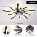 Garwarm Dimmable Ceiling Fan with Light and Remote Control, 27" Small Flush Mounted Ceiling Fan with LED Lights, APP and Remote Controlled, Modern, White