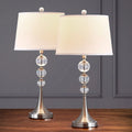Homeglam Madison 27 - Inch Crystal Ball Metal Table Lamp (Set of 2) Brushed Nickel