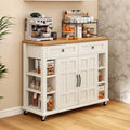 Uforic Kitchen Island Cart, Kitchen Storage Cart with Drawers & Storage Shelves, Off - White