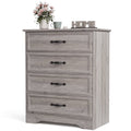 Holliwill 4 Drawer Dressers for Bedroom, Modern Wood Chest of Drawers Storage Cabinet for Living Room, Hallway, Gray