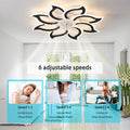 Garwarm Dimmable Ceiling Fan with Light and Remote Control, 27" Small Flush Mounted Ceiling Fan with LED Lights, APP and Remote Controlled, Modern, White