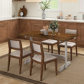 Tangkula 55 Inch Dining Table for 4-6 People Rectangular Kitchen Table with Solid Wood Trestle Base