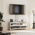 Mayincolor Farmhouse TV Stand for 65+ Inch TV, 34'' Tall Entertainment Center with Sliding Barn Doors, Rustic Wood Media Console Storage Cabinet Television Stand for Living Room, Light Grey