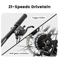 24 in Dual/Front Suspension Mens Womens Mountain Bike, 21 Speeds Dual Disc Brake, High - Carbon Steel Frame, Trail Beach Snow Commuter City Bikes, Black