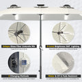 AECOJOY 15ft Patio Double-Sided Umbrella, 156 PCS Solar LED Light Outdoor Large Umbrella, Ivory