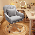 Home Office Chair Computer Chair with Mid - Back Upholstered Modern Tufted Computer Task Chair Swivel Height Adjustable Velvet Accent Chair.white