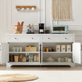 Trumanpick 61"h Large Buffet Sideboard Cabinet, TV Cabinet, Kitchen Pantry for Dining Room, Living Room, 61.3''L x 15''W x 29.8''H, White/Walnut
