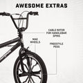 Mongoose Rebel Kids BMX Bike, 20 - In. Wheels, Children & Tweens Ages 7 - 13, Black Bicycle