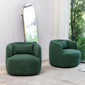 34" Wide Boucle Swivel Barrel Chair, No Assembly Round Upholstered Armchair Accent Chair Single Sofa Chair with Toss Pillow for Living Room and Bedroom, Taupe