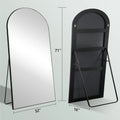 Ufurpie 71"×32" Large Full Length Mirror, Arch Mirror, Floor Mirror with Stand, for Bedroom Living Room Dressing Room, Black