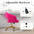 Home Office Swivel Desk Chair, Modern Velvet Vanity Chair, Height Adjustable Armchair with Gold Base, Ergonomic Office Chair for Task Study Computer Room, Beige