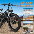 TUTTIO Adria26 5000W Electric Mountain Bike for Adults, 26" Fat Tire E - Bike for Men, 7 Speed, Max 46mph