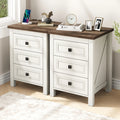 IDEALSOUL Nightstand, Bedside Table with Charging Station, Farmhouse 3 Drawer Nightstand Rustic Night Stand End Tables for Bedroom Living Room, Gray