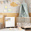 OXYLIFE 45" Baby Nursery Changing Table Dresser with 4 Drawers and Shelf for Nursery Room, White
