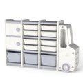Truck-Shaped Kids Toy Storage Organizer with 11 Removable Bins, 2 Cabinets & Top Shelf, Toddler Bookshelf for Playroom & Kids Room