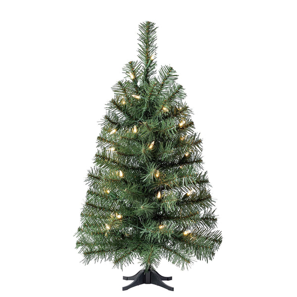 24" Pre-Lit Noble Green Spruce Artificial Christmas Tree with Clear Le