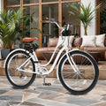 Uforic24'' Beach Cruiser Bike, 7 - Speed, Step - Through Bicycle for Men & Women, Steel Frame, Mint Green