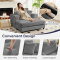 ZAFLY 44" Modern Corduroy Accent Armchair with Storage Ottoman for Living Room, Black
