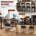 26" Vintage Swivel Bar Stools Set of 2, Counter Height Metal Barstools with Back & Upholstered PU Leather Padded Seat for Pub, Kitchen Island