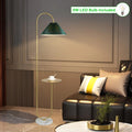Modern Elegant with Tray Floor Lamp for Office Cafe Den Living Room Bedroom, Foot Switch and Brass/Gold Finish, Light Yellow Pleated Cloth Lampshade