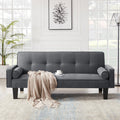 72" Convertible Loveseat Sofa Bed Sleeper Daybed, Modern Upholstered Folding Recliner, Small Futon Sofa for Living Room Apartment Office, Gray 02