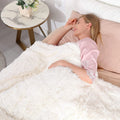 Junovo Super Soft Throw Blanket for Bed, Fluffy Cozy Plush Light Blanket, Washable Warm Furry Throw Blanket for Couch Sofa Chair Home Decor, 50"x60", Cream White