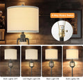 Farmhouse Metal Tray Floor Lamp for Living Room with Nightlight Vintage Tall Lamp with Linen Fabric Shade Industrial Standing Lamp for Bedroom Office Home House Study (Bulb Included)