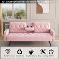 Aukfa 75" Square Arm Futon Convertible Sofa Bed for Home Office, 2 Cup Holders, Linen, Dark Gray
