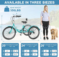 MOONCOOL Adult Tricycles with Rear Basket & Inflator, 24 26 in 7 Speed 3 Wheel Bikes, Three - Wheeled Bicycles Adult Trike with Backrest for Seniors, Women, Men