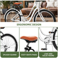 Uforic24'' Beach Cruiser Bike, 7 - Speed, Step - Through Bicycle for Men & Women, Steel Frame, Mint Green