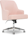 Serta Leighton Home Office Desk Chair Chrome Nailheads Twill Fabric Lilac Purple