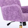 Furniture Office Chair, Artificial Rabbit Hair Makeup Vanity Chair Chair, 360 Comfy Swivel Armchair with Wheels, Modern Height Adjustable Cute Vanity Chair for Living Room Small Spaces Pink
