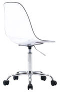 Echoworld Clear Rolling Chair, Armless Desk Chair with Golden Feet Swivel Molded Plastic Shell Adjustable Home Office Chair with Wheels, Clear