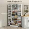 Spaco 17 - Tier Kitchen Small Pantry Cabinet with 2 Doors and 6 Adjustable Shelves, Cabinet Pantry, Freestanding 5 - Tier Shelving Pantries for Kitchen Storage, Gray