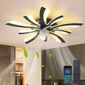 Garwarm Dimmable Ceiling Fan with Light and Remote Control, 27" Small Flush Mounted Ceiling Fan with LED Lights, APP and Remote Controlled, Modern, White
