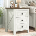 IDEALSOUL Nightstand, Bedside Table with Charging Station, Farmhouse 3 Drawer Nightstand Rustic Night Stand End Tables for Bedroom Living Room, Gray