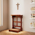 AECOJOY Acacia Wood Prayer Kneeler Bench with Storage Shelf & Soft Cushion, Comfortable Wooden Kneeling Meditation Seiza Stool for Praying