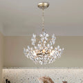 The Lighting Shop Rosa 6 - Light Brushed Silver - Ish Champagne Electric Flower Crystal Chandelier
