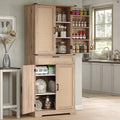FUSOU 72'' Kitchen Storage Pantry Cabinet, Tall Storage Cabinet with 8 Door Shelves, 2 Cabinets and 1 Drawer, Freestanding Cupboard for Kitchen, Dining Room, Bathroom, Laundry