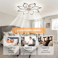 Garwarm Dimmable Ceiling Fan with Light and Remote Control, 27" Small Flush Mounted Ceiling Fan with LED Lights, APP and Remote Controlled, Modern, White