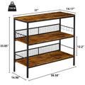 Behost 3 - Tier Rolling Cart Microwave Stand with 10 Hooks, Coffee Bar Kitchen Storage Rack Organizer, Rustic Brown