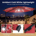 10FT Cantilever Patio Umbrella w/ 36 Solar LED Lights, 360° Rotation Offset Hanging Umbrella, Easy Tilt, 8 Sturdy Ribs, Sun Shade for Yard Pool